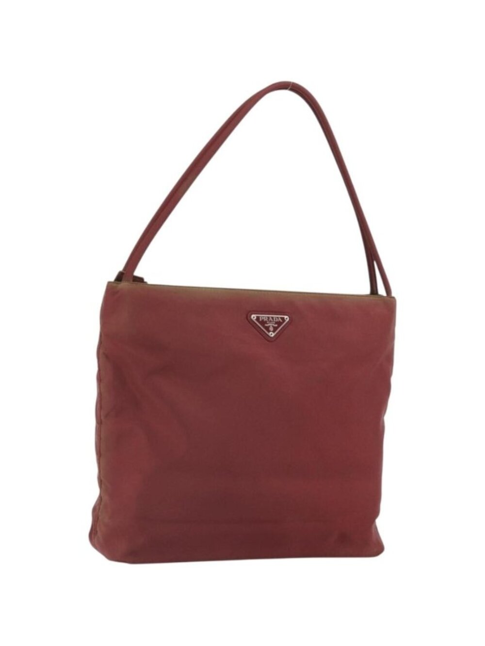 PRADA Tote Bag Nylon Bordeaux Silver